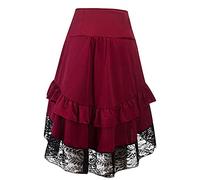 Jupe Plissee Femme Jupe Victorienne MéDiéVale Midi Jupe RéTro Renaissance Jupe Longue en Dentelle IrréGulièRe Jupe TrapèZe Jupe Style Punk Jupe Mi-Longue Tenue De Festival Maxi Jupe