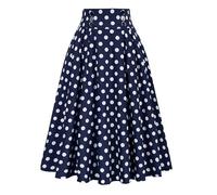 Jupe Plissee Femme Vintage- Jupe Boheme Taille Haute DéContracté à Pois Midi Confortable AVCE Bouton SoiréE Rockabilly Chic Et éLéGante éVaséE Skirt Comfortable Printemps Et éTé