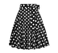 Jupe Plissee Femme Vintage- Jupe Boheme Taille Haute Décontracté à Pois Midi Nouée à La Taille Confortable AVCE Bouton Soirée Rockabilly Chic Élégante Évasée Skirt Comfortable Printemps Et Été