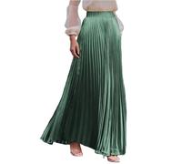 Jupe Plissée Longue 2025 Ete Chic et Elegant Droite Jupes Femme Satin Jupe Longue Fluide