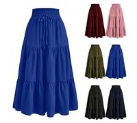 Jupe Plissee Mi Longue Femme Taille Élastique, Jupe Femme Chic Et Elegant Soiree, 2026 Nouveau Jupes A Nouer Jupon Décontracté Large Dress De Soirée Couleur Unie Jupes Fluide Dress