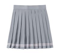 Jupe plissée noire décontractée longueur genou pour femme avec design bloc de couleur pour la vie quotidienne, le travail, l'étude, la danse de fête. Mini jupe polyvalente en lignes A pour le