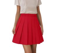 Jupe Plissée pour Enfants et Filles - Style Preppy - Décontractée - Taille Haute - Mince - Couleur Unie - Jupes d'École Confortable et Élégante - Jupe de Sport Tennis Mini-Jupes (Red, 7-8 Years)