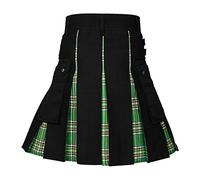 Jupe plissée pour homme - Style vintage médiéval - Kilt écossais - Classique - Kendo Pocket - Tartan Utility Kilts Steampunk - Vêtement Splice Scottish Kilt Pocket Knight, vert, 5XL