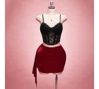 Jupe plissée rouge en satin ajustée et moulante, élégante et sexy pour la Saint-Valentin. Tenue et moderne pour un banquet urbain ou un rendez-vous. Convient aux grandes tailles. 0XL,1XL,2XL,3XL,4XLUn