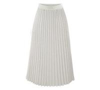 Jupe plissée taille unie 2025 élégante pour femmes Maxi Midi Jupe élastique, blanc, L