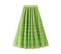 Jupe plissée trapèze pour femme - Jupe longue tutu - Jupe de carnaval - Rose - Costume de carnaval - Jupe longue en tulle verte, Vert menthe., M
