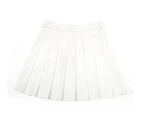 Jupe Plissée Women Skirts High Waist A-Line Woman Pleated Skirt Summer Mini Ladies Short(White,L)