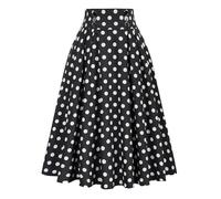 Jupe Plissée Women's A-Line Skirt High Waist Large Swing Pleated Vintage Casual Long Skirts(Black 2,S)