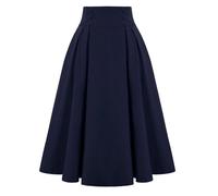 Jupe Plissée Women's A-Line Skirt High Waist Large Swing Pleated Vintage Casual Long Skirts(Blue,M)