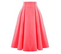 Jupe Plissée Women's A-Line Skirt High Waist Large Swing Pleated Vintage Casual Long Skirts(Red 1,XX-Large)