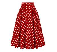 Jupe Plissée Women's A-Line Skirt High Waist Large Swing Pleated Vintage Casual Long Skirts(Red 2,L)