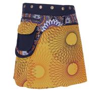 Jupe portefeuille courte imprimé champignon Goa Jupe Cacheur avec boutons pression Gris, jaune, Einheitsgröße