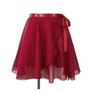 Jupe portefeuille en mousseline de soie pour adultes - Jupe de danse classique pour femmes et filles - Jupe enveloppante pour entraînement de ballet, W-rouge., XL(Height 155-170cm)