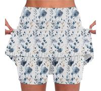 Jupe portefeuille taille haute pour femme - Imprimé floral - Jupe de golf - Jupe d'entraînement - Course à pied - Jupe-short grande taille avec poches - Jupe décontractée pour contrôle du ventre