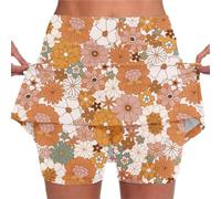 Jupe portefeuille taille haute pour femme - Imprimé floral - Jupe de golf - Jupe d'entraînement - Course à pied - Jupe-short grande taille avec poches - Jupe décontractée pour contrôle du ventre