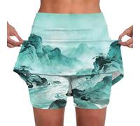 Jupe portefeuille taille haute pour femme - Imprimé floral - Jupe-short de yoga, course à pied, tennis, golf, entraînement, course à pied - Jupe-short avec poches - Style décontracté - Contrôle du
