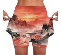 Jupe portefeuille taille haute pour femme - Imprimé floral - Jupe-short de yoga, course à pied, tennis, golf, entraînement, course à pied - Jupe-short avec poches - Style décontracté - Contrôle du