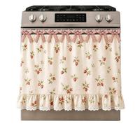 Jupe pour cuisinière - 77x55 cm Rubans rustiques en mélange de coton - Drapé De Jupe De Four Pour Porte,Pour Appartement Ferme Restaurant Hôtel Intérieur Crémaillère Et Fêtes De Fin D'Année