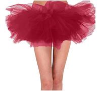 Jupe pour femme, avec mini crochet et œillet plat sur le devant, en polyester, pour un usage quotidien ; avec détails de design, y compris jupe tutu superposée mini ballet bas séparé, rose vif, L