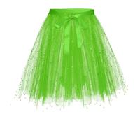 Jupe pour femme - Carnaval - Décontractée - Jupe de fête - Couleur unie - Dentelle - Arc - Jupe bouffante - Fabriquée à la main - Performance, vert, S