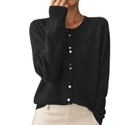 Jupe pour femme - Jupe en tulle - Cardigan doux - Col rond - Ouvert sur le devant - Manches longues - Vêtement décontracté confortable - Léger - Polyvalent - Élégant - Coupe ample - Confortable, Noir