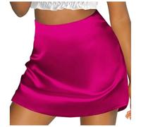 Jupe pour femme - Jupe en tulle - Mini jupe trapèze - Taille haute - Fermeture éclair - Ruban en satin - Jupe doublée, rouge, L