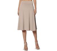 Jupe pour femme pour le bureau - Jupe longueur genou élégante - Jupe enveloppante à volants - Jupe mi-longue pour femme - Taille haute - Jupe trapèze élastique de couleur unie, beige, 44