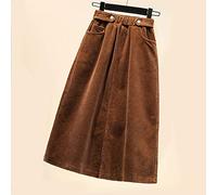 Jupe Pour Femme,Taille Haute Jupe En Velours Côtelé Poche Une Ligne Épaisse Chaude Lâche Grande Taille Jupe Mi-Longue Hiver Femmes Mode Décontractée Femme Pour Dames Fête Bureau Travail Porter