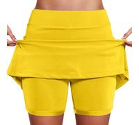 Jupe pour femme - Taille moyenne - Pantalon de sport décontracté avec poches - Deux nouvelles jupes courtes, jaune, 3XL