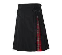 Jupe pour homme - Kilt traditionnel pour homme - Mode écossaise - Jupe plissée médiévale - Jupe en cuir écossais à carreaux - Mini jupe avec poches, 1-rouge, XXL