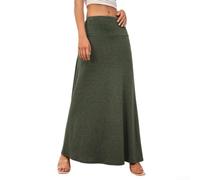 Jupe pour midi Knit Polyester Douce Respirante Jupe pour midi | Taille haute élastique, maintien optimal, tissu polyester souple, couleur unie, style décontracté(Dark Green M)