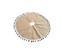 Jupe pour Sapin De Noël Cache-Pied en Jute Naturel Style Ferme avec Pompons
