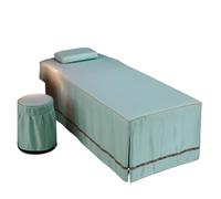 Jupe pour table de massage Drap de lit for Table Massage, Salon beauté, avec jupe à trous, couverture complète for SPA(Color-14,Round head 70x190cm)
