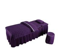 Jupe pour table de massage Ensemble 4 en 1, jupe de Table Massage, drap, avec trou for le visage, lit, housse couette, taie d'oreiller, tabouret, ensemble pièces(Color 22,Square 190cm80cm)