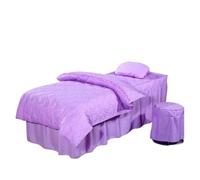 Jupe pour table de massage Ensemble de literie for Salon beauté, utilisation Massage Spa, linge lit, jupe, housse tabouret, taie d'oreiller, ensembles couette, 4 pièces(Color 3,185x70cm)