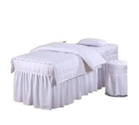 Jupe pour table de massage Ensemble de literie for Salon beauté, utilisation Massage Spa, linge lit, jupe, housse tabouret, taie d'oreiller, ensembles couette, 4 pièces(Color 28,180x60cm)