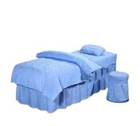 Jupe pour table de massage Ensemble de literie for Salon beauté, utilisation Massage Spa, linge lit, jupe, housse tabouret, taie d'oreiller, ensembles couette, 4 pièces(Color 8,190x80cm)