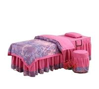 Jupe pour table de massage Ensemble de literie for Salon beauté, utilisation Massage Spa, linge lit, jupe, housse tabouret, taie d'oreiller, ensembles couette, 4 pièces(Color 26,180x60cm)