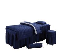 Jupe pour table de massage Jupe de couvre-lit Table massage, housse, avec trou for le visage, drapé lit 1 drap simple (avec taie d'oreiller)(Color 17,190x80 4 Pieces Set)