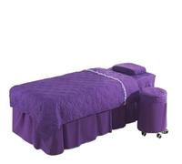 Jupe pour table de massage Jupe de couvre-lit Table massage, housse, avec trou for le visage, drapé lit 1 drap simple (avec taie d'oreiller)(Color 15,190x70 4 Pieces Set)