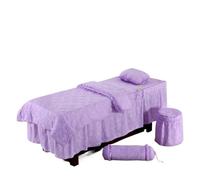 Jupe pour table de massage Jupe de couvre-lit Table massage, housse, avec trou for le visage, drapé lit 1 drap simple (avec taie d'oreiller)(Color 14,190x70 4 Pieces Set)