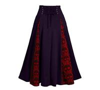 Jupe Renaissance pour femme - Costume gothique médiéval - Steampunk - Vintage - Jupe d'Halloween - Cosplay - Jupe victorienne - Jupe pirate avec taille haute, A1 violet, XXXL