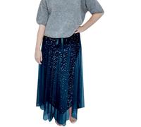 Jupe scintillante à paillettes pour femme - Taille haute élastique - Jupe midi longue en tulle - Robe d'été décontractée, Noir , L