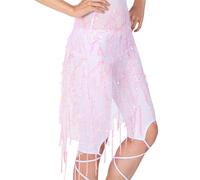 Jupe Sequin Jupe A Paillette Patineuse Froufrou Femme Danse Orientale Short Paillettes Ruffle Waterfall High Low Maxi Skirt Leopard Tenue Festival Sequins Jupes Verte Soirée Robe Disco Rose Xl Noir