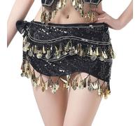 Jupe Sequin, Jupe ÉCharpe De Hanche à Franges De Sequins pour La Danse Orientale Et Le Jazz OrnéE De Pompons éLéGants IdéAle pour Les Spectacles Et Les EntraîNements