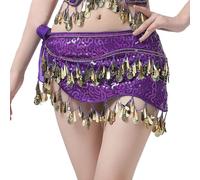 Jupe Sequin, Jupe ÉCharpe De Hanche à Franges De Sequins pour La Danse Orientale Et Le Jazz OrnéE De Pompons éLéGants IdéAle pour Les Spectacles Et Les EntraîNements