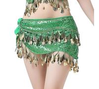 Jupe Sequin, Jupe ÉCharpe De Hanche à Franges De Sequins pour La Danse Orientale Et Le Jazz OrnéE De Pompons éLéGants IdéAle pour Les Spectacles Et Les EntraîNements