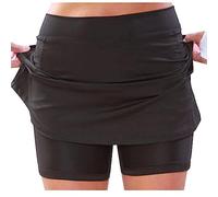 Jupe-short de tennis 2 en 1 pour femme - Taille haute - Extensible - Jupe plissée athlétique - Legging intérieur - Short de golf, yoga, course à pied, entraînement - Jupe-short d'été, 00 Noir, XXL