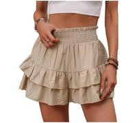 Jupe-short décontracté à jambe large pour femme, taille moyenne, couleur unie, mode d'été pour le sport, les voyages, le yoga, la danse, le yoga et la danse (M couleur kaki)